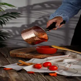 B0972pyygn Demmex Copper Saucepan 1mm Thick Solid Uncoated Wooden Handle Tin Lined