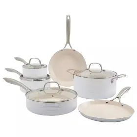 Denmark 445057087018 Monaco 10-piece White Aluminum Non-stick Cookware Set