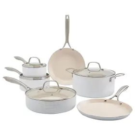 Ttu-v3353-ec Denmark Pot/pan Set 10pc White Aluminum Nonstick Cookware Lid Assorted Smoothtop