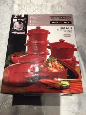Tu-q1651 Denmark Tools For Cooks Set Of 8 Stonware Cocottes 10 Oz New/box Free Shipping