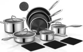 Ssp-016 Details In Description 14-piece Hybrid Stainless Steel Cookware Set Non-stick Pots And Pans With 3
