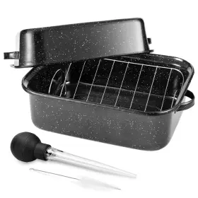 Dimeshy 730967889270 21inch Roasting Pan Extra Large Rectangle With Rack 25lb Capacit
