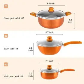 Doral 629722701691 Kitchen Cookware Set 6 Pcs Nonstick Pot And Pan Set-wok Soup Milk
