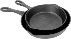 7457 - Dropship 8-in And 10-in Cast Iron Skillet Set With Pour Spouts Perfect For Breakfast Pa