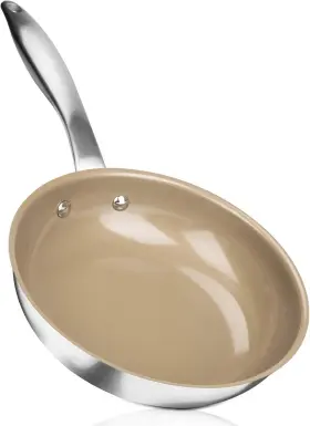 Sscc-17pc-frypan8 Duxtop 769134700216 Ceramic Non-stick Frying Pan Stainless Steel Induction 8-inch Brown
