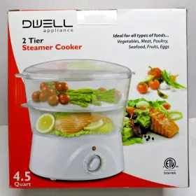 Dwell 099991450956 Appliance 2 Tier Steamer Cooker 4.5 Quart Dishwasher Safe New