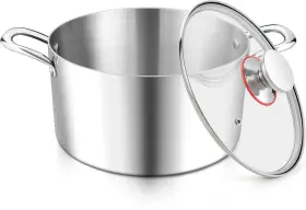 E-far 445020250241 4 Quart Stock Pot Tri-ply Stainless Steel With Glass Lid Heavy Duty