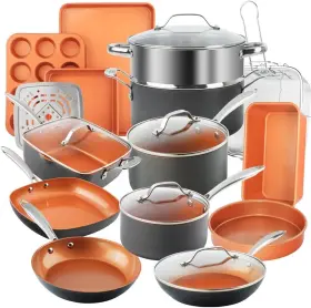 E Mishan & Sons 080313073793 Gotham Steel Pro 20 Piece Pots And Pans Set Hard Anodized Complete Cookware