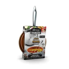 2142 E. Mishan & Sons Stainless Steel 2 Pack Frying Pan Set Premium Copper Nonstick Pans