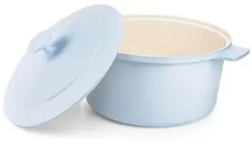 6053 E. Mishan & Sons 5 Quart Ceramic Dutch Oven Pot With Lid Nonstick Stock Baby Blue
