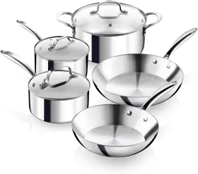 E. Mishan & Sons 711181489538 Gotham Steel 10 Piece Stainless Pots And Pans Cookware Set Non Stick New