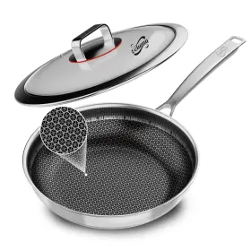 Eclumy 762744551988 Non Stick Frying Pans Stainless Steel 12 Inch With Lid Induction Pan Compat