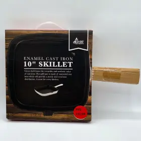 Eco Chef 041979204242 Enamel Cast Iron 10 Inch Skillet Red Square Ec-sqskil-df-wb Oven Safe