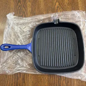 Eco Ec-8fry-df-bl Chef Enamel Cast Iron 9.5 Inch Square Grill Pan