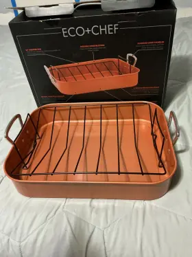 Ec-co9 Eco Chef 16 Inch Roaster Pan Ceramic Non-stick Cooking Copper Series