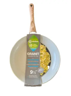 Ecolution 741393471427 Granit Ceramic Non-stick Fry Pan Woodgrain Finish Handle 9.5 Inch