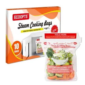 Ecoopts 797422751664 10 Steam Cooking Bags Microwave Steamer Widen The Bottom Stand Upright Z