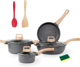 Ecowin 445001127128 10pcs Pots And Pans Set Nonstick Cookware Kitchen Cooking Non-toxic Heal