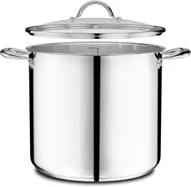 Emporio Kitchen 850074742784 Stainless Steel Stockpot With Tempered Glass Lid 20 Quart Durable 18/0 Stainles