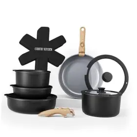 Enchante Direct 192598192783 Cookware Set With Removable Handle Oven And Rv Original Black/grey Wood