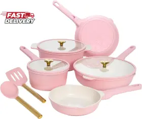 Epoca 445023217241 Paris Hilton Ceramic Nonstick Cookware Set Cast Aluminum With Dual Layer Nonsti