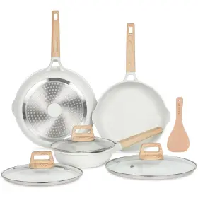 Y-jp25 Eslite Life Nonstick Frying Pan Skillet Set With Lids Healthy Granite Coating