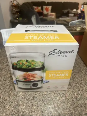 Pg94164 Eternal Living New Two Tier Food Steamer With Lids Stackable 8 Inch X 5 Quart Nib