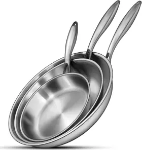 Ssp-008 Ewfen Tri-ply Stainless Steel Frying Pans Set 8 Inch /10 /12 Cooking Pfoa&ptfe Free