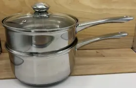 Excelsteel 313105775729 Stainless Steel 3 Piece Double Boiler With Lid 2.5 Quart