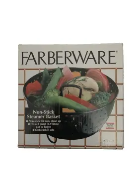 Farberware 024131773015 New Faberware 6 Inch Non Stick Black Steamer Basket. Fits A 2 Quart Pot For Veggies