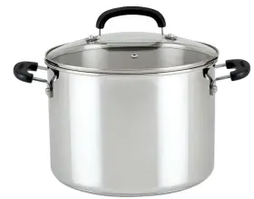 Farberware 631899700865 Stainless Steel Stockpot With Lid 8 Quart Silver - Dishwasher Safe