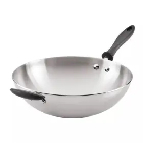 Farberware 631899701725 Reliance Stainless Steel Wok Fry Pan 12.25 Inch Dishwasher-safe