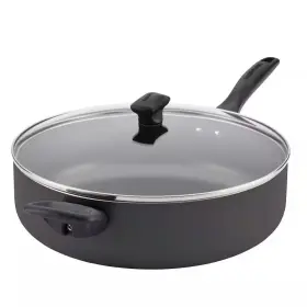 Farberware 744759657855 Dishwasher Safe 12 Inch Aluminum Nonstick Skillet In Black With Glass Lid