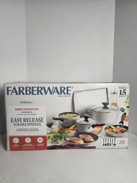 85076207 Farberware 15pc Aluminum Cookware Set Silver Reliance Tools Pot Pan
