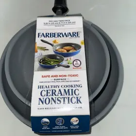 88257201 Farberware Ceramic Skillet Cookware Set Teal Gray 9 Inch 11 Twin Pack Skillets