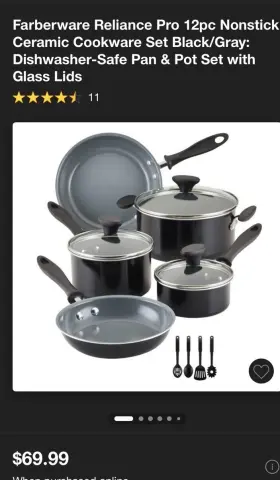 88257204 Farberware Reliance Pro 12pc Nonstick Ceramic Cookware Set Black/gray
