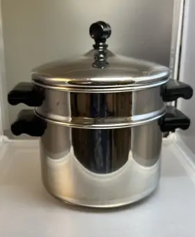 89136150 Farberware Vtg Impact Bonded 3 Quart Stainless Steel Stock Pot Steamer And Lid