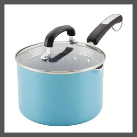 89194670 Farberware Eco Advantage 3 Quart Ceramic Nonstick Straining Saucepan With Lid Aqua