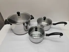 Cqqq08 Farberware 6 Pc. Impact Bonded Durable Stainless Steel 1 Quart 1.5 5.5 With Lid