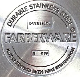 Tqo9 Farberware Induction Ready Stainless 5 1/2 Quart Stockpot And Glass Lid Impact Bonded