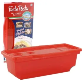 Fasta Pasta 885360964106 Cooker-the Original Red Microwave Quickly With Strainer