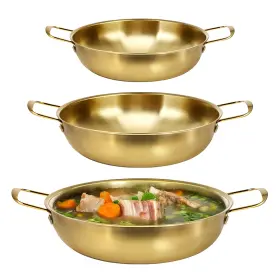 648062 Fdclixuvol 3 Packs Korean Ramen Noodle Pot Stainless Steel Golden Stockpot Soup Size