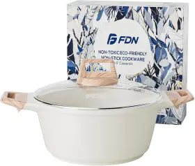 Fdn 744110103656 Titanium Ceramic Cooking Pot With Lid Pfos And Pfoa Free Nonstick Stock