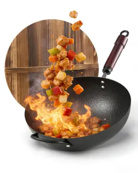 Fgj 727458932027 Wok Pan Carbon Steel Woks And Stirfry Pans Nonstick 13 Inch With