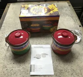Fiesta 082677002952 Taco Tuesday Two Mini Heated Dippers Dipping Pots And Lid Nice