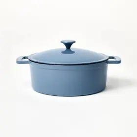 Figmint 196761805678 5.5 Quart Enamel Dutch Oven Blue Cast Iron Casserole Pot Lid