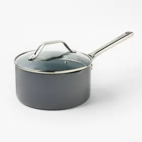 Figmint 198101263988 3 Quart Nonstick Ceramic Coated Aluminum Sauce Pan Dark Gray