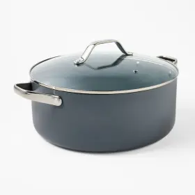 Figmint 198101264022 8 Quart Nonstick Ceramic Coated Aluminum Wide Stock Pot Dark Gray