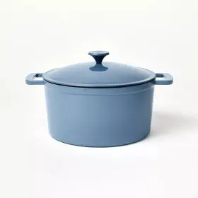 87713577 Figmint Enamel Cast Iron Dutch Oven 500 Degree F 7.5 Quart Blue