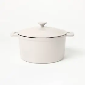 87713585 Figmint 7.5 Quart Enamel Dutch Oven Light Gray -